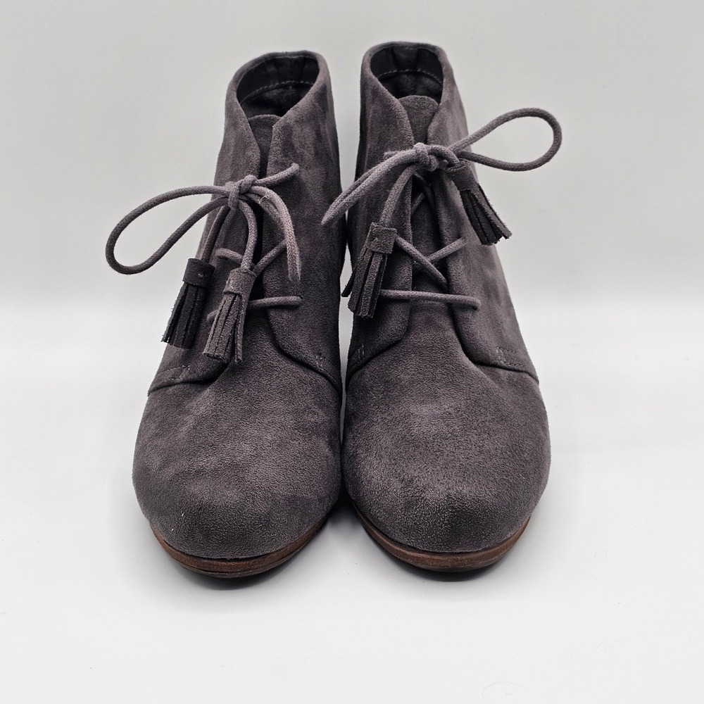 Dr Scholls Dakota Shoes Womens Size 7.5 Gray Wedge Ankle Booties Suede Comfort - Picture 5 of 13